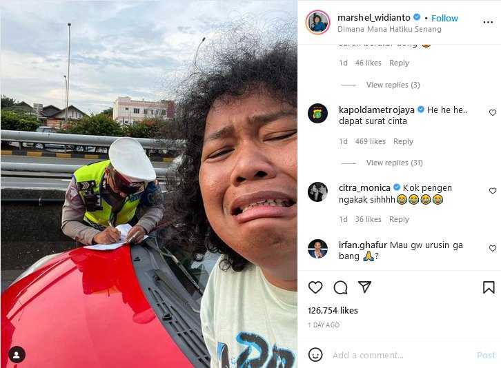     Kapolda Metro Jaya ikut komentari Marshel Widianto yang terkena tilang ganjil genap