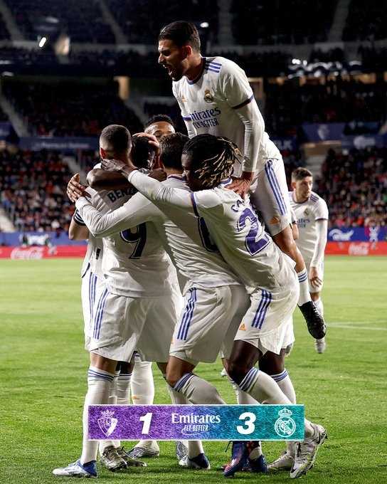     Hasil Liga Spanyol: Osasuna vs Real Madrid 1-3, kemenangan ini makin membuat Los Blancos mendekati gelar juara La Liga