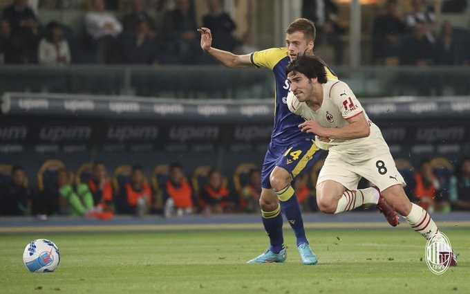 Hasil Liga Italia Hellas Verona vs AC Milan 1-3, Sandro Tonali mencetak brace dan membawa Rossoneri kembali memuncaki klasemen dan berpeluang meraih scudetto