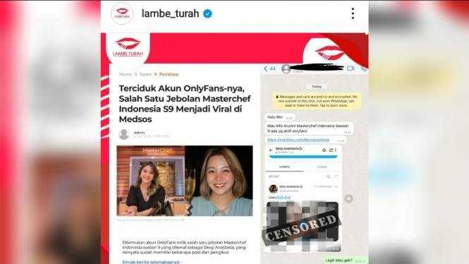     Devy Anastasia MasterChef Indonesia Season 9 membuat kehebohan diduga miliki akun platform dewasa OnlyFans