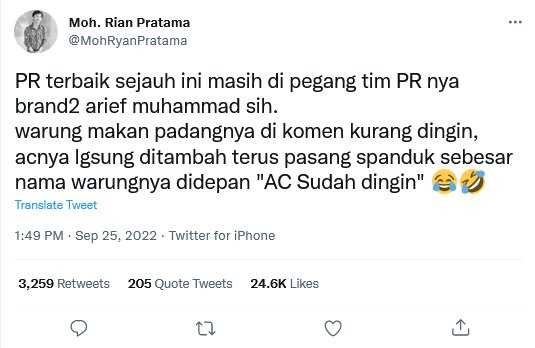     Di tengah kasus Es Teh Indonesia somasi pelanggan, sikap Arief Muhammad dipuji netizen