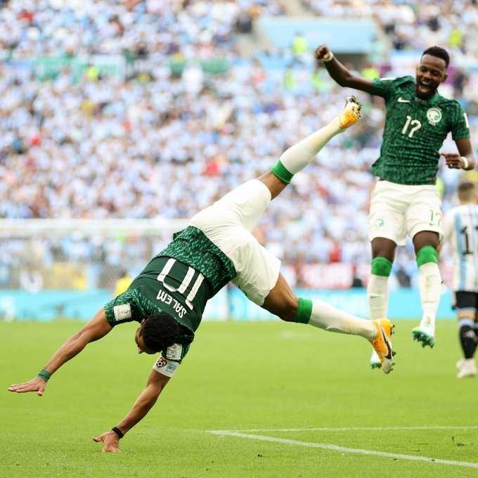     Penyerang Salem Al Dawsari merayakan gol kemenangan Arab Saudi atas Argentina 2-1 di Grup C Piala Dunia 2022
