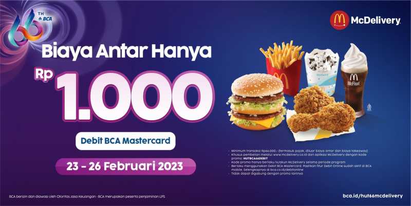     Promo biaya antar McDonalds dalam rangka HUT BCA 66
