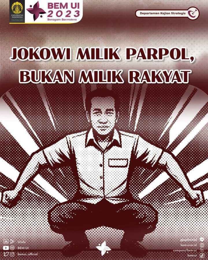     Poster BEM UI: Jokowi Milik Parpol, Bukan Milik Rakyat (twitter: @bemui_official)