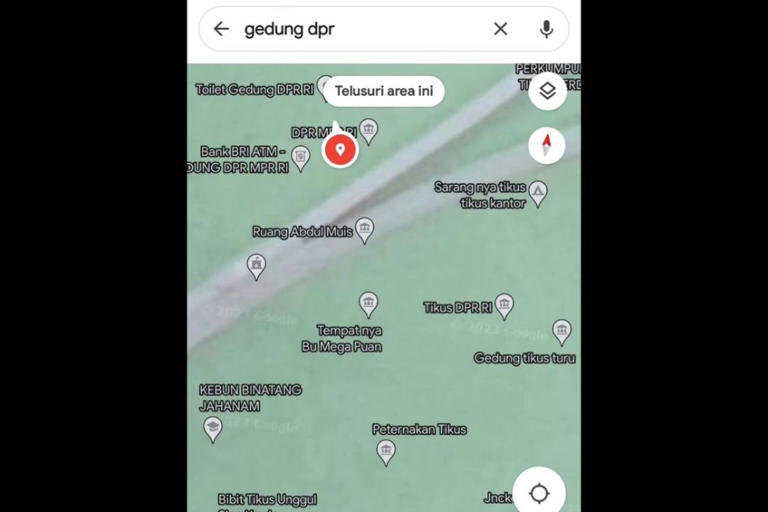     Nama Gedung DPR yang disematkan di Google Maps