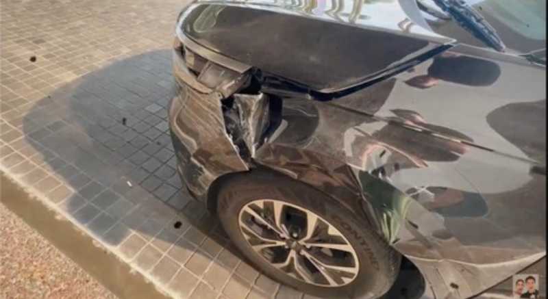     Kondisi mobil Baim Wong usai alami kecelakaan (YouTube: Baim Wong)