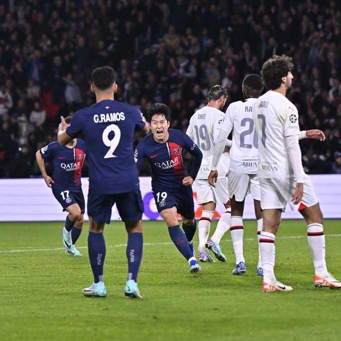     Paris Saint-Germain vs AC Milan 3-0, Lee Kang In mencetak gol bagi PSG (@psg_inside)