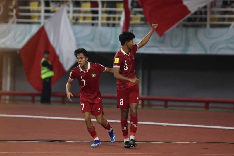     Piala Dunia U-17: Indonesia vs Ekuador 1-1, selebrasi Arkhan Kaka usai menjebol gawang Ekuador di menit ke-22 (pssi)