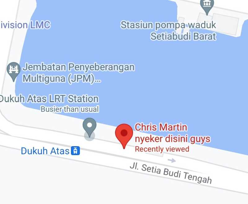     Lokasi Chris Martin nyeker di Jakarta kini ditandai di Google Maps (newscast.id)