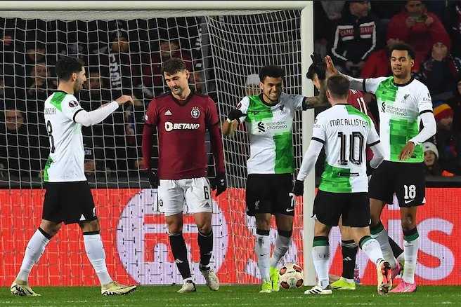     Sparta Praha vs Liverpool 1-5: Luis Diaz mencetak gol keempat Liverpool ke gawang Sparta (uefa.com)
