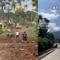 Viral Aksi Tukang Bakso Sultan Bangun Jalan Desa di Malang yang Rusak Parah