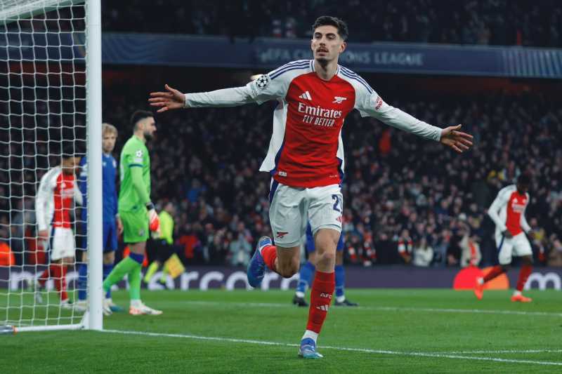     Arsenal vs Dinamo: Kai Havertz merayakan gol ke gawang Dinamo (@arsenal / x.com)