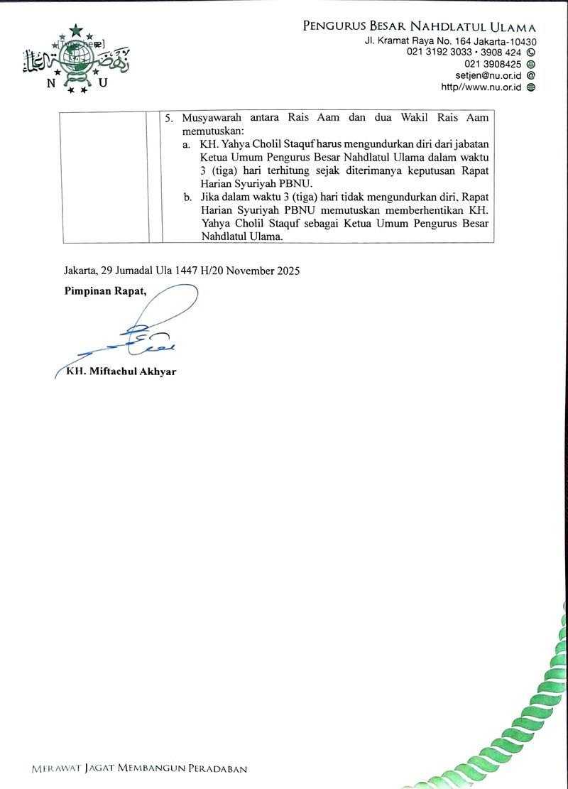     Risalah Rapat Harian Syuriah PBNU (ist)