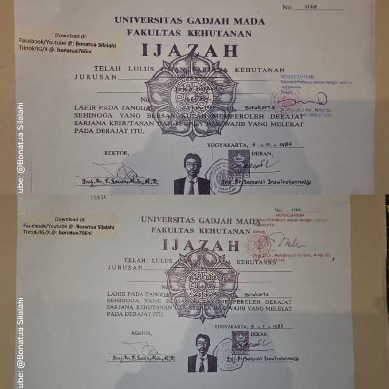     2 Versi salinan ijazah Jokowi (@bonatua766hi/x.com)