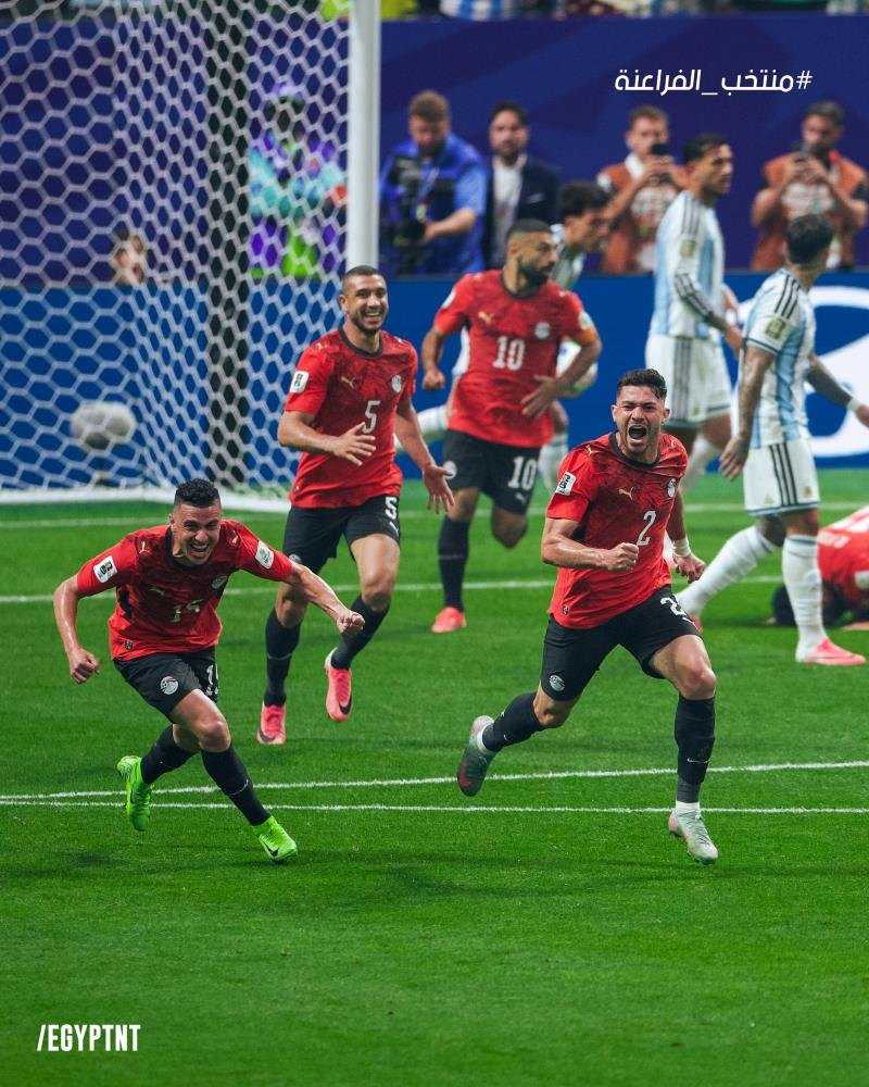 Yasser Ibrahim mencetak gol pertama Mesir ke gawang Argentina (@EgyptNT)