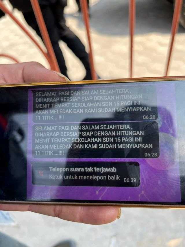Tangkapan layar isi pesan teror bom ke SDN Srengseng Sawah 15 Jagakarsa, Jakarta Selatan (Ist)