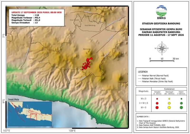 Peta lokasi gempa di Kabupaten Bandung, Jawa Barat (BMKG.go.id)